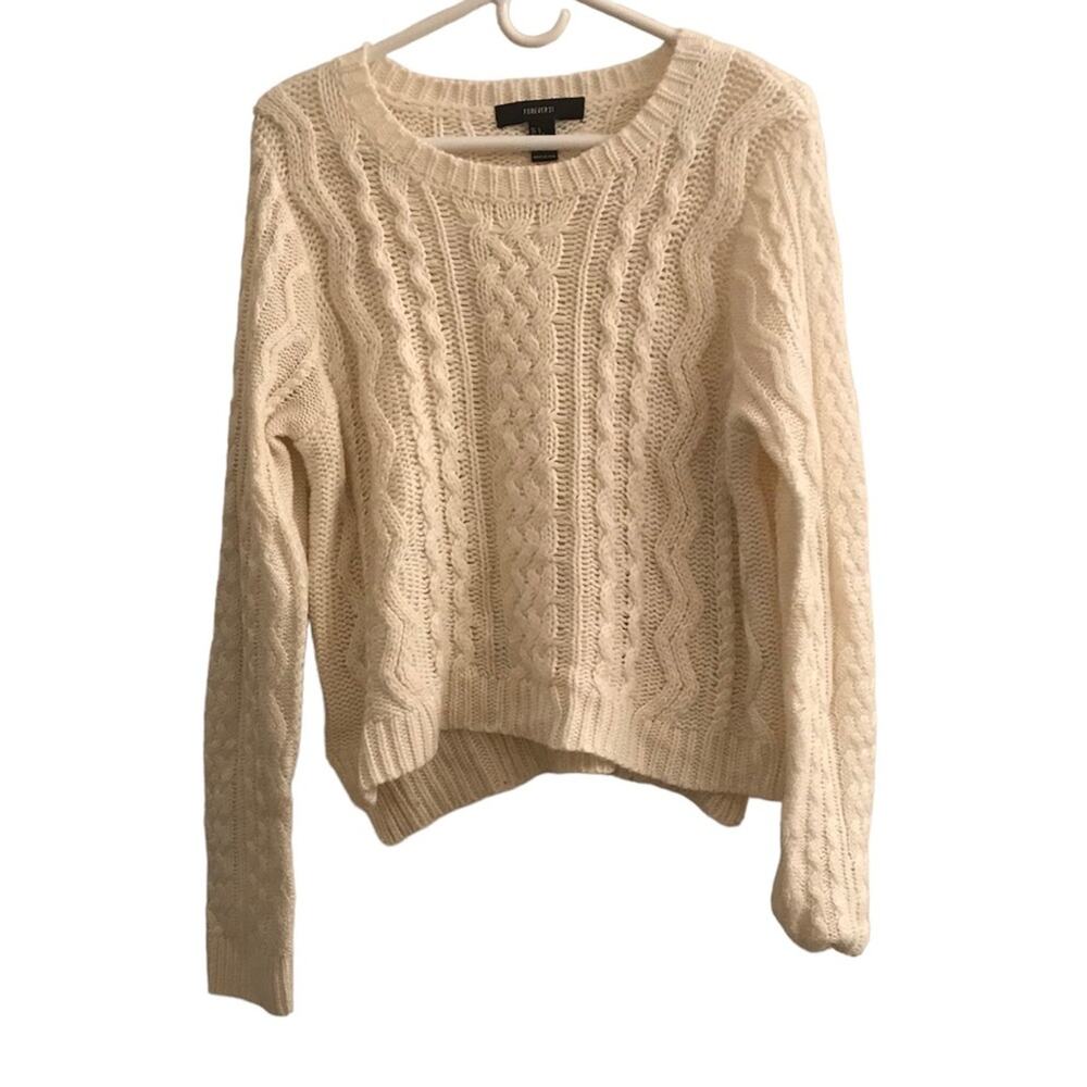 Forever 21 Cream Cable Knit Sweater